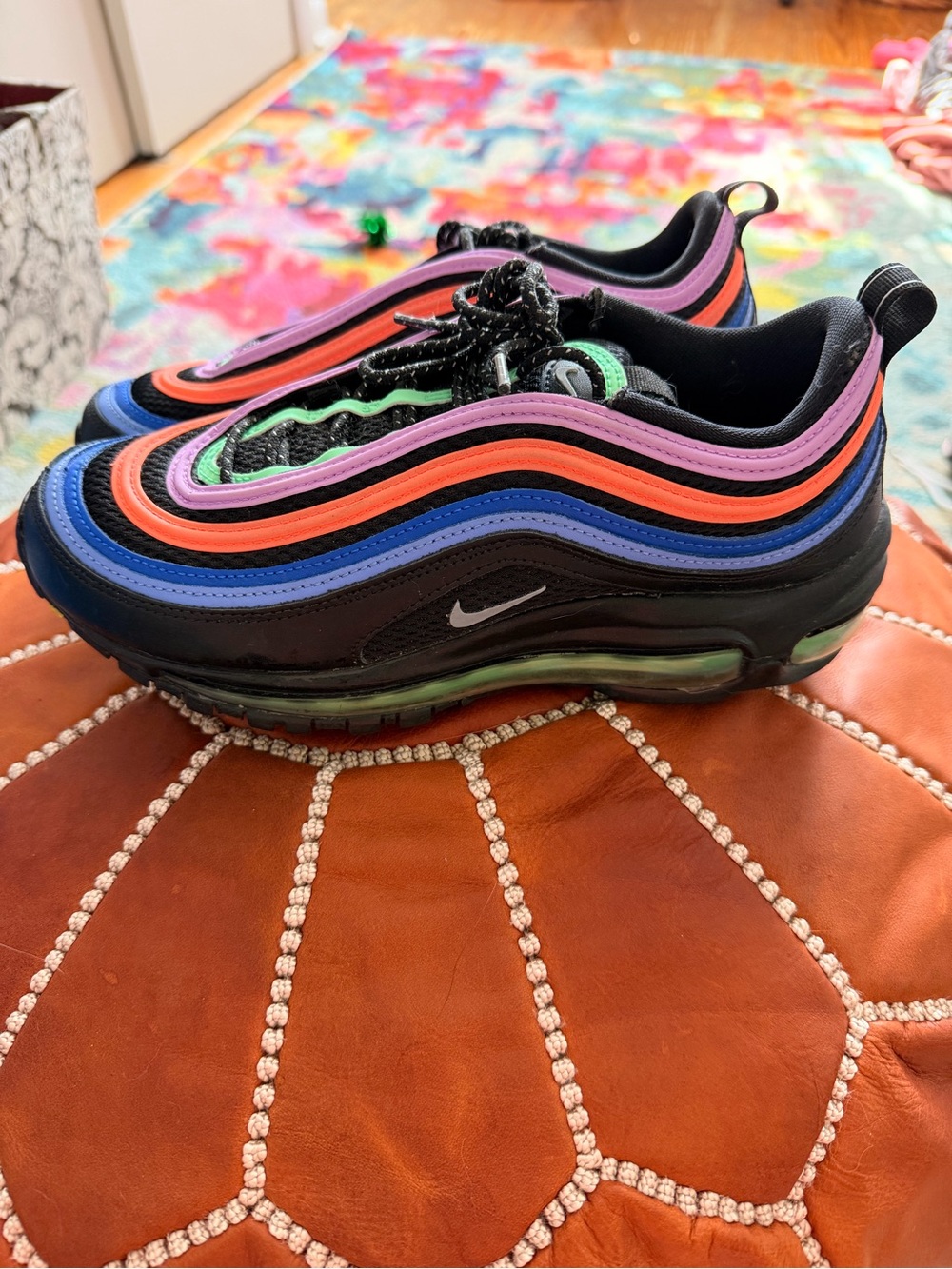 Nike Airmax 97 Electro Green Fuschia Black Sneakers - Picture 6 of 10